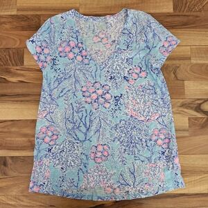 Lilly Pulitzer Etta Scoop Neck Blue Ibiza Now You Sea Me Size Medium Euc